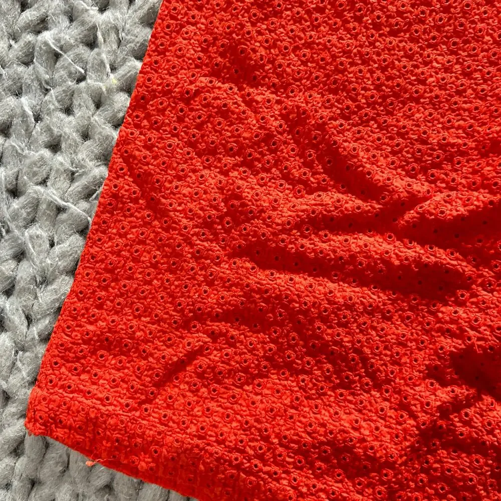 Coldwater Creek Eyelet Skirt 10 Orange Red Coral Pencil Straight Coastal Prep